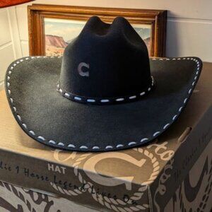 Charlie1Horse Black Wool Bucksnort Cowboy Hat New with Box
